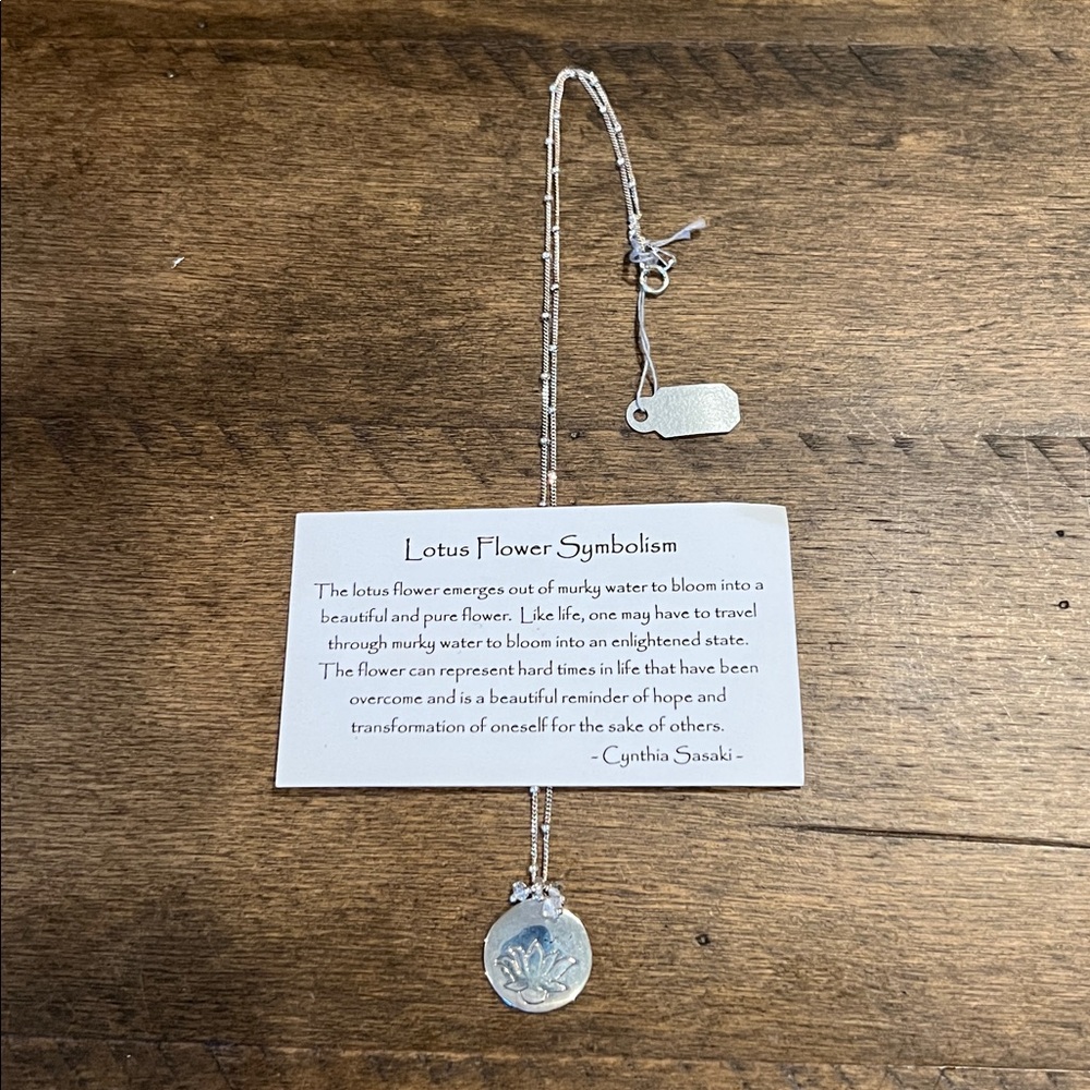 NWT Sterling Silver Lotus Flower Necklace